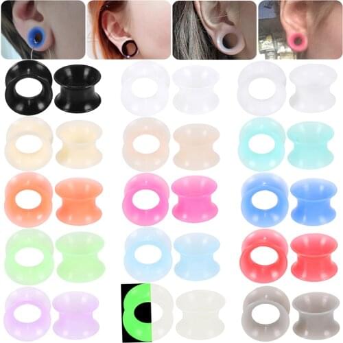 1Pair Silicone Ear Plug and Tunnel Earring Ear Guages Plug Stretcher Expander Dermal Piercing Oreja Women Men Body Jewelry