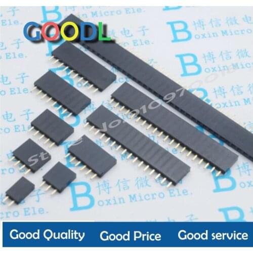 10PCS 2.54MM pitch single row female pin socket 2/3/4/5/6/7/8/9/10/11/12/13/14/40Pin PCB Connector Single Row Mother For arduino