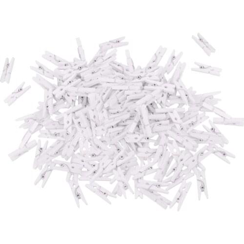 100pcs White Wooden Clothespin Craft Clips DIY Paper Picture Peg Hanger 25mm