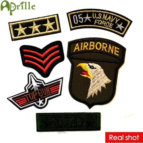 6pcs cute clothes military mark logo patch sew iron on patches for clothing deal with fabric DIY army motif U.S Navy airborne