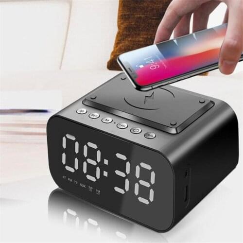 Wireless Charging Bluetooth-compatible Speaker Clock LED Mirror Display Alarm Clock Audio Support TF Card FM Radio 20