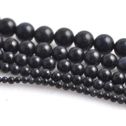 1 Strand Blue Sand Natural Stone Round Loose Beads Bead For Jewelry Making 4/6/8/10/12mm TRS0022