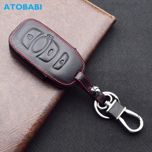 ATOBABI Leather Car Key Cases For Subaru BRZ Forester Legacy Impreza Outback STI WRX Crosstrek 4 Buttons Smart Remote Fobs Cover