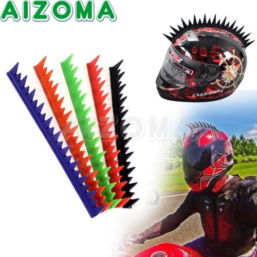 Black/Red/Orange/Blue/Green Dirt Bike Motorcycle Helmet Sticker Motocross Mohawk Biker Helmets Decals Spikes Sticker Rubber