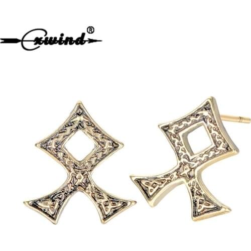 Cxwind Retro Viking Runes Earrings Vintage Medal Geometric Knot Cross Earring For Women Friendship Earrings Classic Jewelry 2019