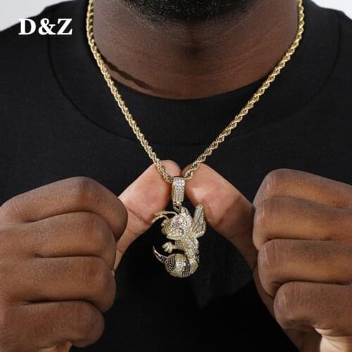 D&Z New Bee Animal Pendant Bling Cubic Zirconia Iced Out In White Gold Color Necklaces & Pendants For Men Jewelry Solid Bac