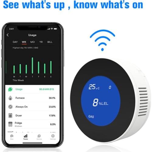 Natural Gas Detector Monitor WiFi Connect Mobile Phone Gas Alarm LCD Display For Home Safe Kitchen Gas Leak Sensor Alarm