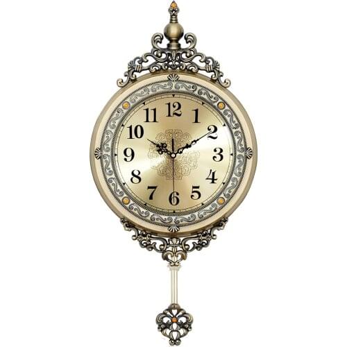 European Retro Luxury Wall Clock Living Room Metal Fashion Mute Home Creative Wall Watche clocks home decor gift ideas BB50WC