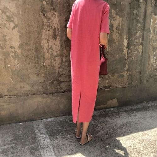 French Retro White Raspberry Pink Twisted Twist Pleated Dress