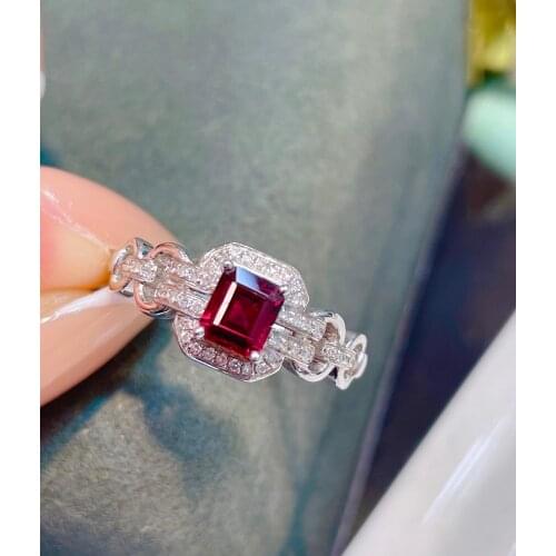 LR Ruby Ring Fine Jewelry Solid 18K Gold Nature Red Ruby 0.61ct Diamonds Rings for Women Fine Presents