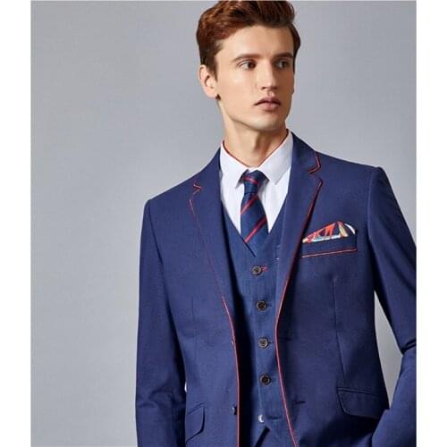 Handsome Groomsmen Notch Lapel Groom Tuxedos Mens Wedding Dress Man Jacket Blazer Prom Dinner (Jacket+Pants+Tie+Vest) A123