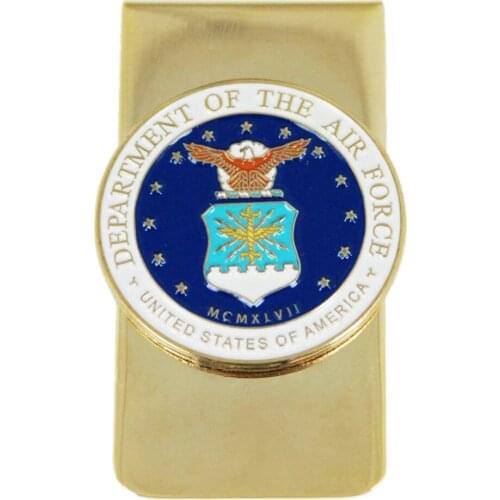 US UNITED STATES DEPARTMENT OF THE AIR FORCE WINGS METAL BADGE MONEY CLIP