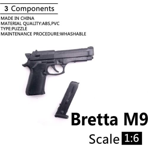 1:6 Bretta M9 4D Gun Model For 12" Action Figure Plastic Black Soldier Weapon Accessory