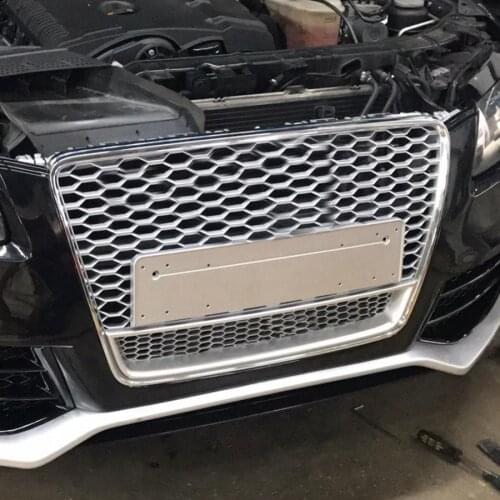 Car Modification Front Bumper Grille Grill Mesh Fit for Audi A5/S5 2009 2010 2011 (Silver) Car Styling