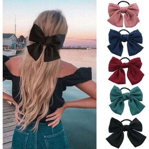 Fashion Solid Color Big Bow Hairpins Women Girls Hair Band Set Popular Hair Clips For Lady Hair Accessories Headdress