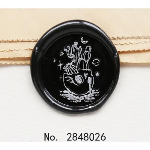 Moon Cactus plant with skull Wax seal stamp,Party Wax Seal Stamp Kit invitation seals,gift envelop packing seal,Seal Stamp