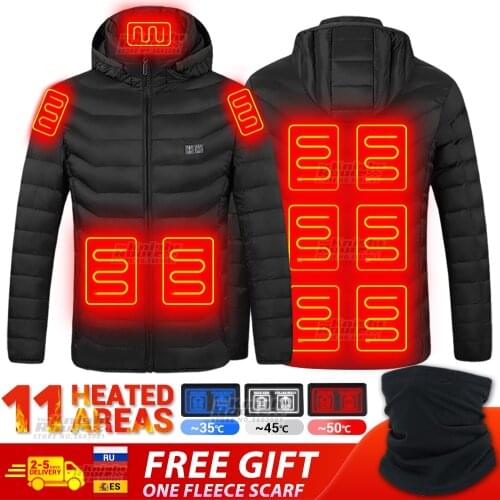 Black Electric Heated Jacket Thermal Warm Men Motorcycle Jacket USB Heated Vest Moto Riding Coat Ski Clothes For Autumn Winter