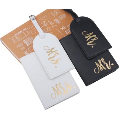 Couple MR. MRS. Luggage Tag & Passport Cover PU Leather For Travel Accessories Set Card ID Tag Passport Holder Sets LT35LT37CH12