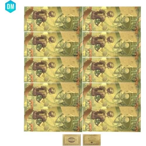 10pcs/lot Russian 24k Gold Banknote Set Collectible Banknotes 100 Roubles Banknote In 24k Gold Paper Money By Fast Shipping