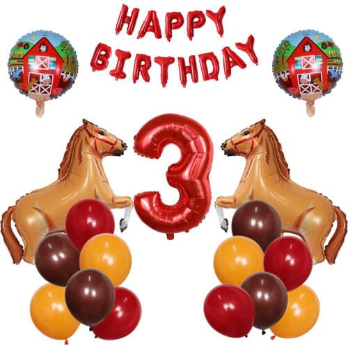 30pcs Animal Large Horse Foil Balloons Set 30inch Number Air Globos Baby Shower Happy Birthday Party Decorations Kids Toys Gift