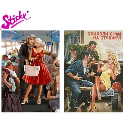 STICKY USSR CCCP Russian Soviet Vintage Pin Up Beauty Sexy Girls Poster Wall Painting DIY Decal Paper Car Sticker