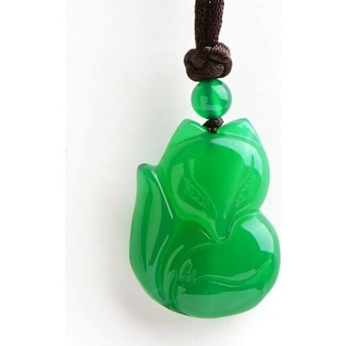 Real chalcedony white green pendant necklace fox jade pendants necklaces gift for men women jade jewelry