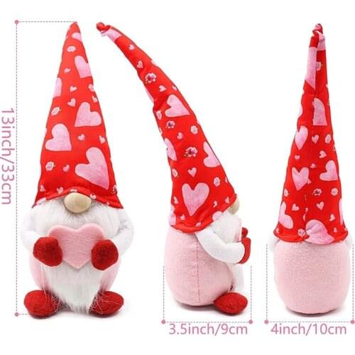 Valentines Day Gnome Plush Faceless Doll Decorations,Adorable Hat Design Suitable Valentines Dome Decor,Table and Home