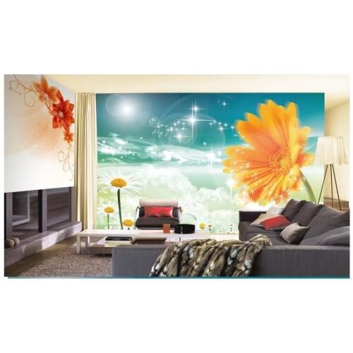 Custom photo wallpapers 3d murals wallpaper mural 3 d sunflower chrysanthemum murals TV wall painting 3d living room home decor