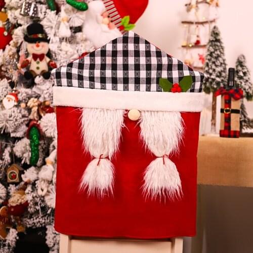 Christmas Decoration Dining Chair Cover Santa Claus Elastic Chair Case Stretch Chair Cover Festival Party Decor