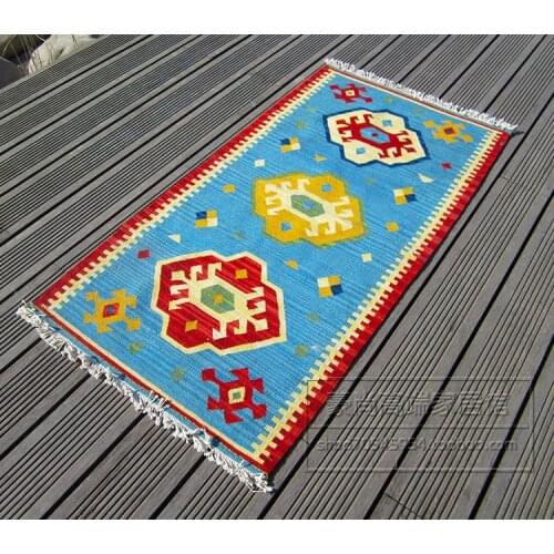 Hand Woven Kilim Carpet Folk Carpet Runner Carpet Room Floor Decoration Geometric Carpet Bedroom Natural Sheep Wool