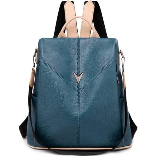 Anti-theft Backpack Women Soft Pu Leather Backpack School Bags for Teenage Girls High Capacity Travel Backpacks Shoulder Bags