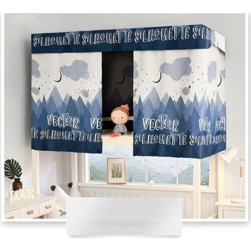 Printed Dormitory Bed Curtain With Rope & Clasp College Single Bed Shade Cloth for Bunk Bed 2x1.2m/2x1.5m Student Mosquito Net