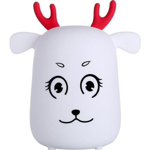 Mini Christmas Deer Silicone Nursery Night Light Touch Sensor Bedside Lamp Colorful Light USB Rechargeable Mood Light Lamp