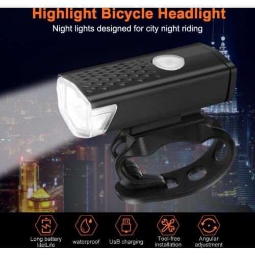 3W Bike Light FTW USB Rechargeable 300 Lumens 3 Modes Bicycle Front Light Lamp Bike Headlight Cycling LED Flashlight Lantern
