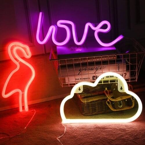 Led New Neon Lights Christmas Love Cloud Flamingo Decorative Usb Battery Box Color String Lichterkette Decorations For Home
