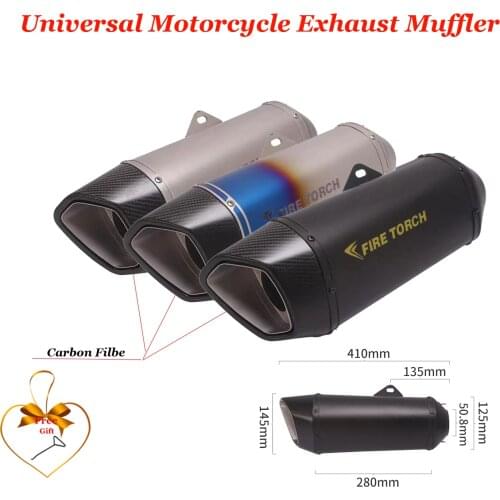 51mm Universal Motorcycle GP Exhaust Pipe Modified Carbon Fire Torch Muffler Carbon Db Killer For Er6n Z900 Z800 F800gs S1000rr