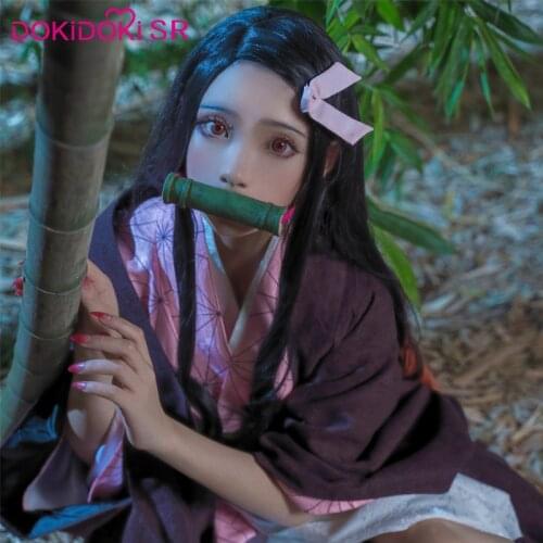 DokiDoki-SR Anime Demon Slayer: Kimetsu no Yaiba Cosplay Costume Kamado Nezuko Cosplay Anime Kimetsu no Yaiba Costume Women