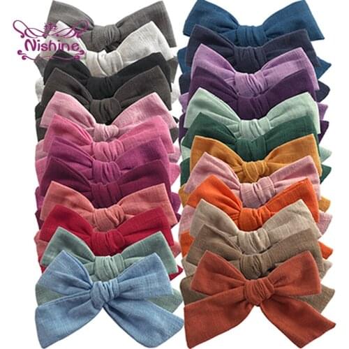 Nishine Vintage Plaids Print Bowknot Princess Hair Clips Fashion Handmade Bows Bangs Hairpins Baby Headwear Clothing Decoration