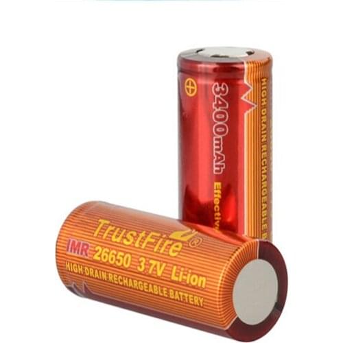 TrustFire IMR 26650 3.7V 3400mah High Drain Rechargeable Lithium Battery with Safety Relief Value for Lamps LED Flashlights