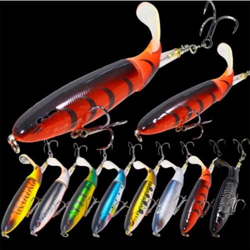 WALK FISH 1Pcs Whopper Popper Topwater Fishing Lure Pencil Artificial Bait Hard Soft Rotating Tail Fishing Tackle