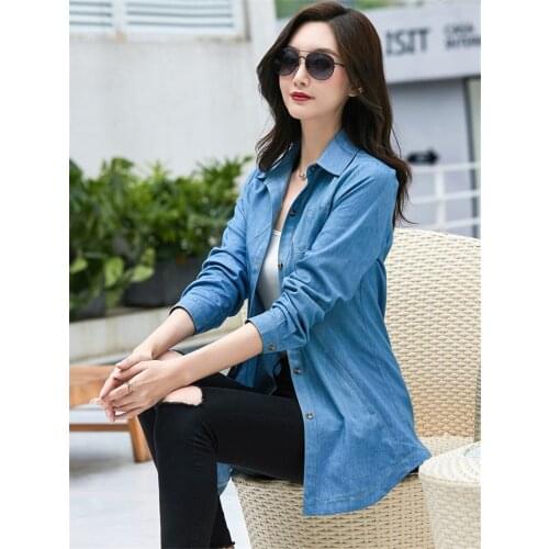 6XLPlus Size Womens Clothing Spring Shirt Coat 2020 New Wild Denim Jacket Loose Lapel Single Breasted Casual KoreanTops KN003