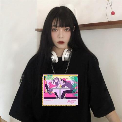 2021 Colorful Camera Vintage Short Sleeve Summer Fashion Lady Clothes Print Tshirt Female Tee Top Harajuku Graphic T-shirt