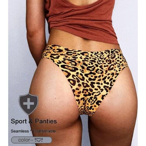 Women Sexy Leopard Stripes Sport Panties Briefs for Female Soft Cotton Low Rise Thongs Breathable Underwear Lady Soild Lingerie