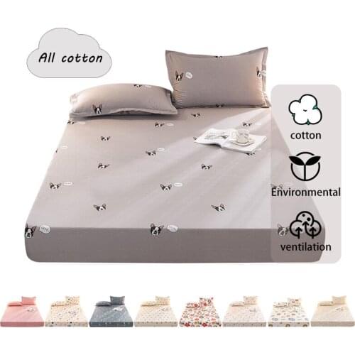 100% Cotton Cartoons Sheets Stripe Mattress Cover Bed Sheet Solid Color Fitted Sheet Bedspread Twin Full Queen King 18 Style
