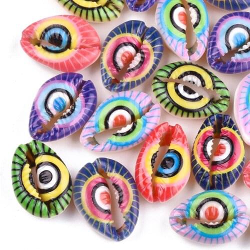 100Pcs Printed Cowrie Shell Beads No Hole/Undrilled Beach Sea Natural Shell Conch Beads Charms Cowry for diy Jewelry Findings