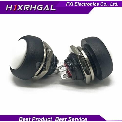 2PCS White 12mm Waterproof Momentary push button for switch IGmopnrq PBS-33B