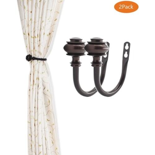 2 Pack Curtain Holdbacks, U Shaped Wall Mounted Curtain Tieback Hooks Drapery Tiebacks Decorative Curtain Hooks for Home Decor