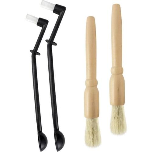 3 Pcs Coffee Grinder Cleaning Brush Wood Dusting Brush For Espresso Stations and Equipment - 2pcs Wood color & 1pcs Black