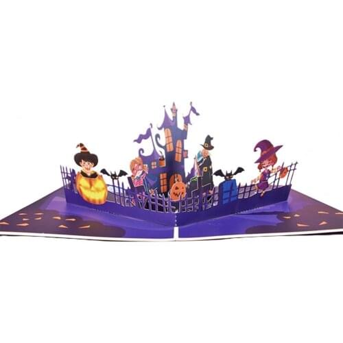 3D Castle Pattern Halloween Card Paper Hidden Design Blessing Card for Home