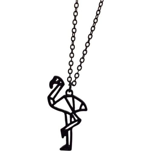 4 Colors Origami Flamingo Necklace Geometric Jewellery Flamingo Pendant Necklace Women Bird Jewellery